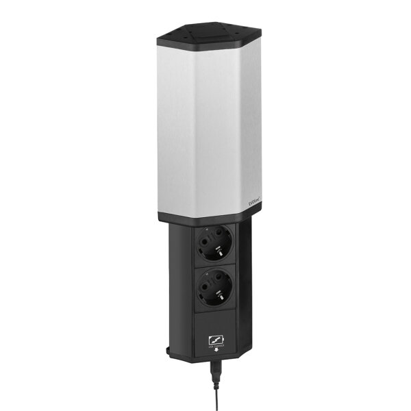 EVOline V-Port 2-fach mit USB-Charger, Edelstahloptik